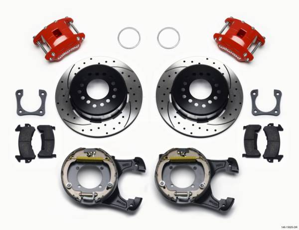 Wilwood - Wilwood D154 P/S P-B Kit Drilled-Red 12 Bolt 2.81in Offset Staggered Shock - 140-13025-DR