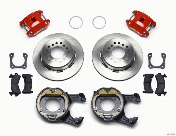 Wilwood - Wilwood D154 P/S Park Brake Kit Red 12 Bolt 2.81in Offset Staggered Shock - 140-13025-R