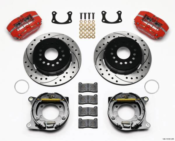 Wilwood - Wilwood Dynapro Lug Mount P/S P-B Kit Drilled-Red New Big Ford 2.50in Offset - 140-13181-DR