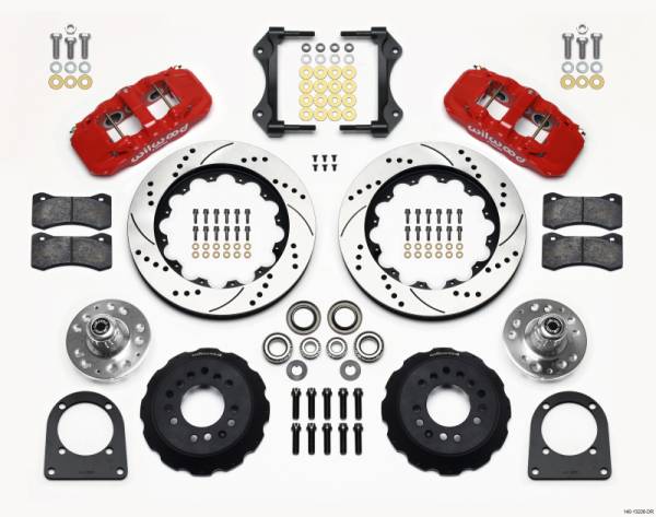 Wilwood - Wilwood AERO6 Front Hub Kit 14.00in Drill Red TCI-IFS 71-78 (Pinto Based) - 140-13226-DR