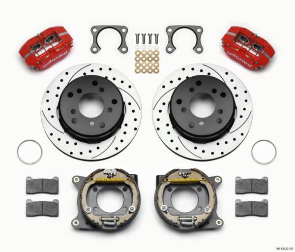 Wilwood - Wilwood Dynapro Lug Mount P/S Park Brake Kit Drilled Red Big Ford 2.36in Off Bronco 5 x 5.50 - 140-13322-DR