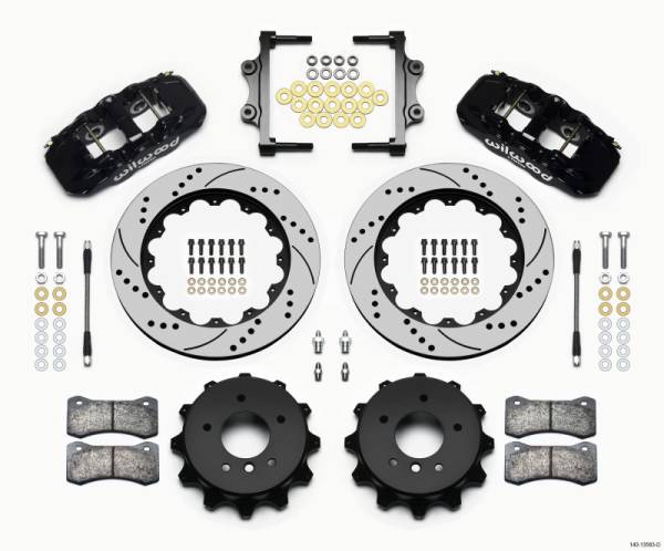 Wilwood - Wilwood AERO4 Rear Kit 14.00 Drilled 2007-2011 BMW E90 Series w/Lines - 140-13583-D