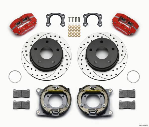 Wilwood - Wilwood Dynapro Lug Mount P/S Park Brake Kit Drilled Red Big Ford New 2.38in Off Bronco 5 x 5.50 - 140-13664-DR