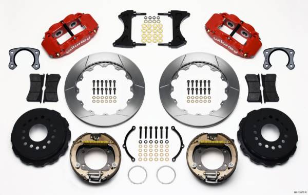 Wilwood - Wilwood Narrow Superlite 4R Rear P-Brk Kit 12.88in Red Big Ford New Style 2.50in Off Stag Mount - 140-13677-R