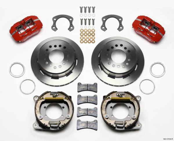 Wilwood - Wilwood Dynapro Low-Profile 11.00in P-Brake Kit - Red Ford 8.8 Special w/2.50in Offset-5 Lug - 140-13724-R