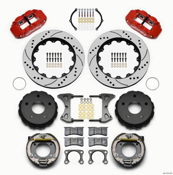 Wilwood - Wilwood Narrow Superlite 4R Rear P-Brk Kit 14.00in Drill Red Big Ford 2.00in Off Bronco 5 x 5.50 - 140-13731-DR