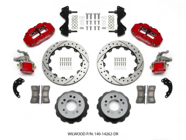 Wilwood - Wilwood Narrow Superlite 4R / MC4 Rear Kit 12.88 Drilled Red Currie Pro-Tour Unit Bearing Floater - 140-14262-DR
