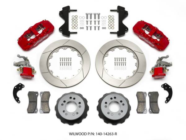 Wilwood - Wilwood AERO4 / MC4 Rear Kit 14.00 Red Currie Pro-Tour Unit Bearing Floater - 140-14263-R