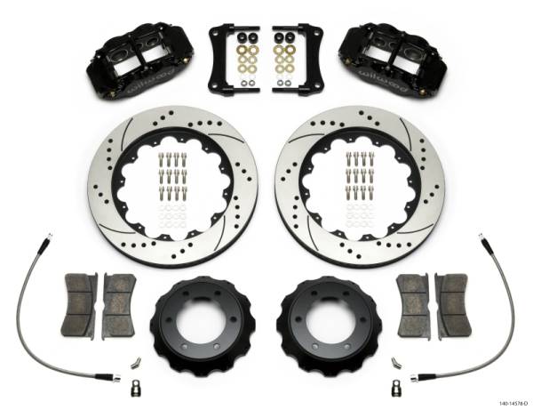 Wilwood - Wilwood Narrow Superlite Black 6R Front Kit 14in Drilled Rotor w/ Lines 05-15 Toyota Tacoma - 140-14578-D
