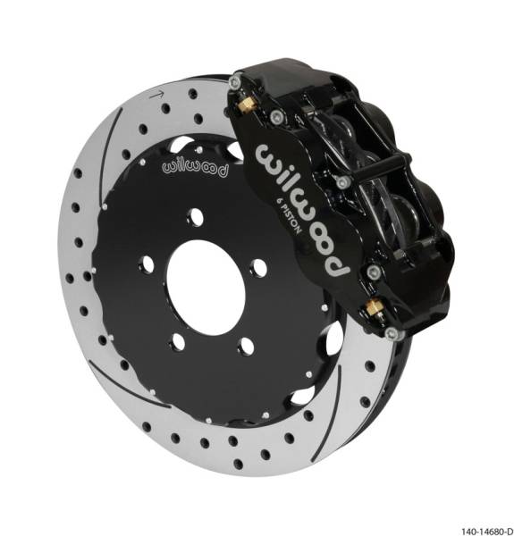 Wilwood - Wilwood Narrow Superlite 6R Front Big Brake Kit 12.88in Drilled Black 05-11 Ford Crown Victoria - 140-14680-D