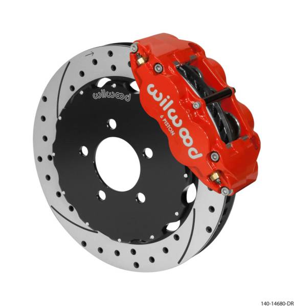 Wilwood - Wilwood Narrow Superlite 6R Front Big Brake Kit 12.88in Drilled Red 05-11 Ford Crown Victoria - 140-14680-DR