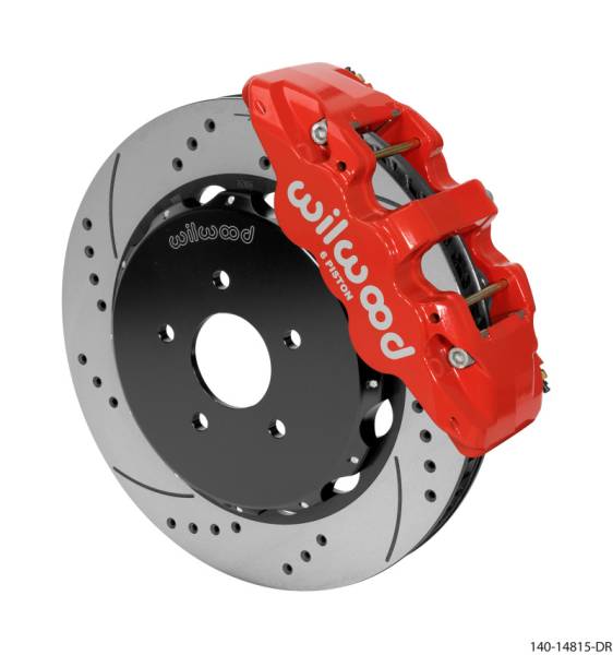 Wilwood - Wilwood AERO6 Front Hat Kit 14.00 Drilled Red 03-09 Nissan 350Z w/Lines - 140-14815-DR