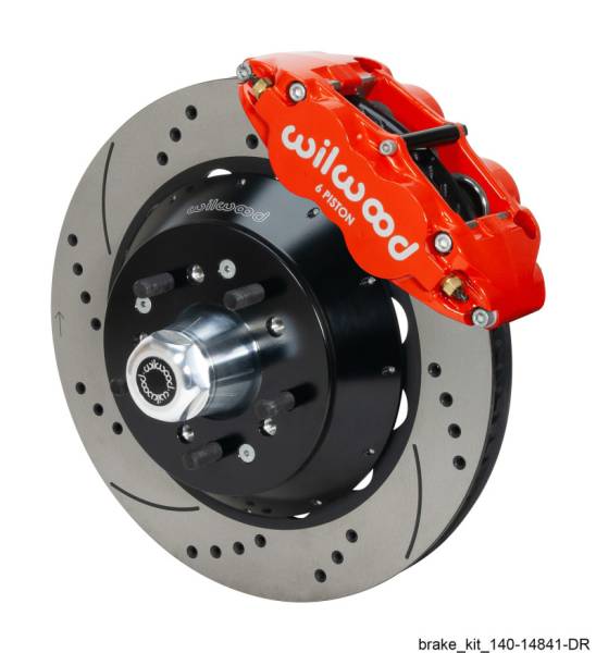 Wilwood - Wilwood Narrow Superlite 6R Red Front Big Brake Kit Ford 14in Drilled/Slotted Rotor - 140-14841-DR