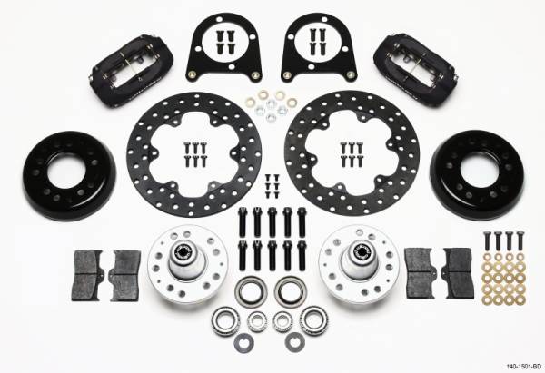 Wilwood - Wilwood Forged Dynalite Front Drag Kit Drilled Rotor 37-48 Ford Psgr. Car Spindle - 140-1501-BD