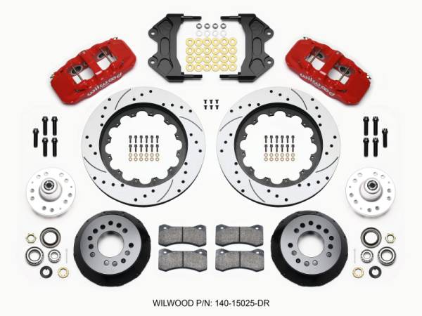 Wilwood - Wilwood AERO6 Front Hub Kit 15.00 Drilled-Red WWE ProSpindle - 140-15025-DR