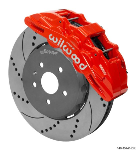 Wilwood - Wilwood SX6R Front Brake Kit 15in SRP Drilled/Slotted Rotor - Red - 140-15441-DR