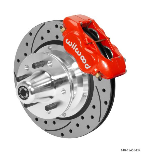 Wilwood - Wilwood Forged Dynalite Pro Series Front Brake Kit Red Caliper 11.00in SRP Drilled & Slotted Rotor - 140-15465-DR