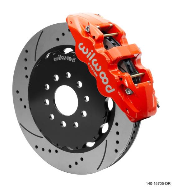 Wilwood - Wilwood AERO6 Front Big Brake Kit 14.00in Drilled Red Rotor - 97-13 Chevrolet Corvette C5/C6/Z06 - 140-15705-DR