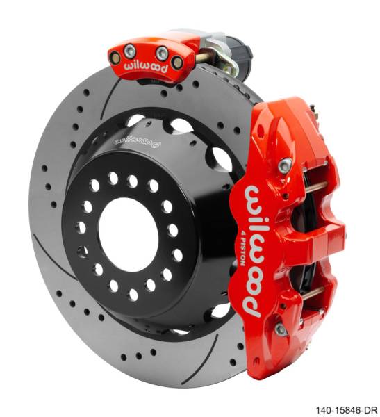 Wilwood - Wilwood Narrow Superlite 4R Rear P-Brk Kit AERO4 14in Rotor Big Ford New Style 2.5in Off - SRP Red - 140-15846-DR