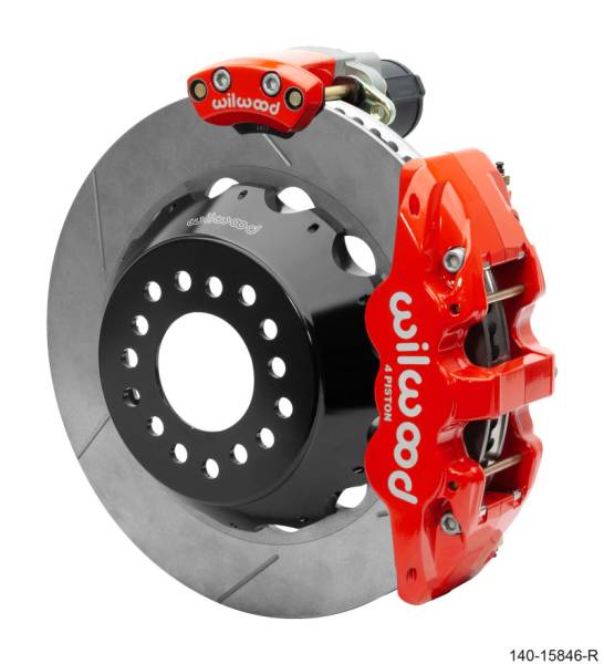 Wilwood - Wilwood Narrow Superlite 4R Rear P-Brk Kit AERO4 14in Rotor Big Ford New Style 2.5in Off - Red - 140-15846-R