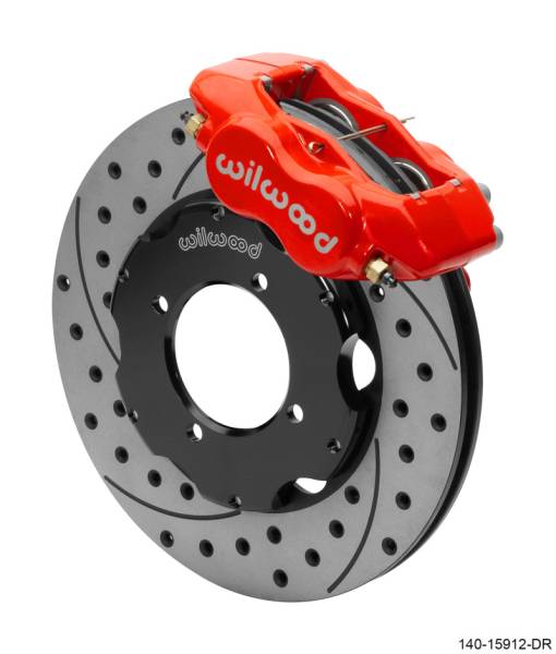 Wilwood - Wilwood Dynalite Front Big Brake Kit 11.00in SRP Drilled & Slotted Rotors - Red - 140-15912-DR