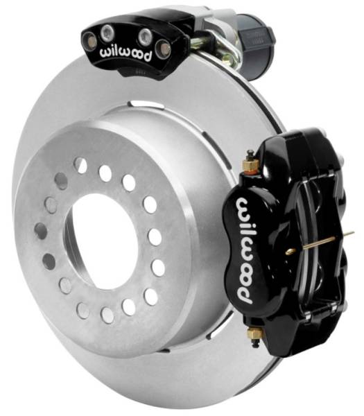 Wilwood - Wilwood Forged Dynalite Rear Electronic Parking Brake Kit - Black Powder Coat Caliper - Plain Rotor - 140-16130