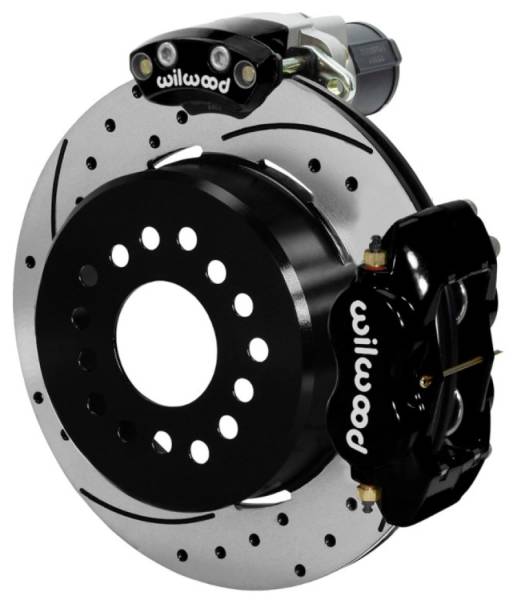 Wilwood - Wilwood Forged Dynalite Rear Electronic Parking Brake Kit - Black Powder Coat Caliper - D/S Rotor - 140-16130-D