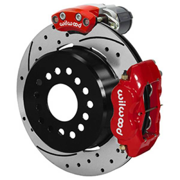 Wilwood - Wilwood Forged Dynalite Rear Electronic Parking Brake Kit - Red Powder Coat Caliper - D/S Rotor - 140-16142-DR