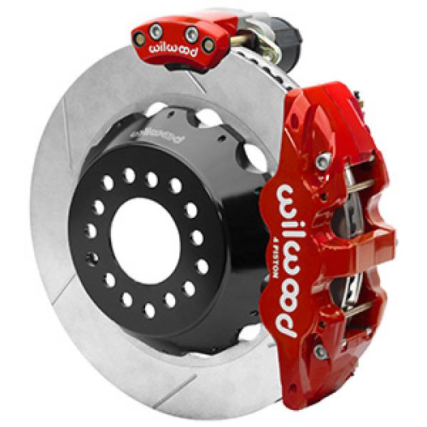 Wilwood - Wilwood AERO4 Big Brake Rear Electronic Parking Brake Kit - Red - Powder Coat Caliper - GT SLT Rotor - 140-16170-R