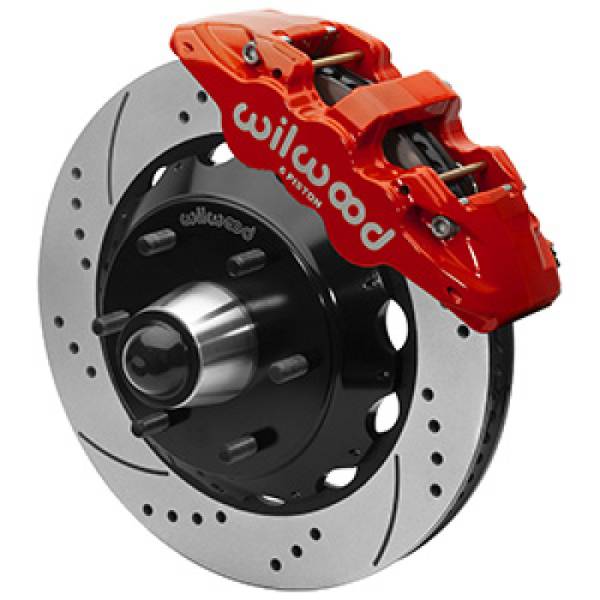 Wilwood - Wilwood 63-87 C10 CPP Spindle AERO6 Front BBK 14in Drilled/Slotted 6x5.5 BC - Red - 140-16459-DR