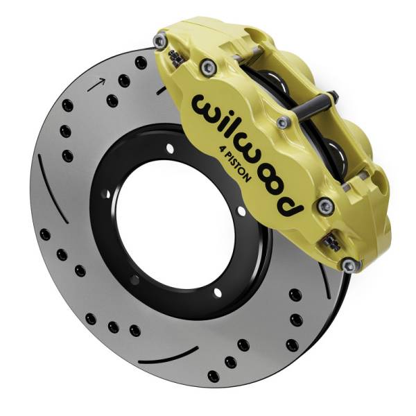 Wilwood - Wilwood 69-83 Porsche 911 Front Superlite Brake Kit 3.5in MT Drilled & Slotted - Yellow - 140-16679-DY