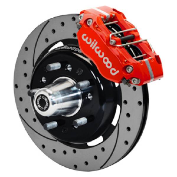Wilwood - Wilwood 55-57 Chevy Bel Air Dynapro 4 Kit, 5 x 4.50in/4.75in Hub - D&S - Red - 140-16907-DR
