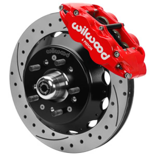 Wilwood - Wilwood Forged 6 Piston Red Superlite Caliper GT 48 Vane Spec37 Drilled & Slotted Rotor - 12.88x1.25 - 140-17088-DR