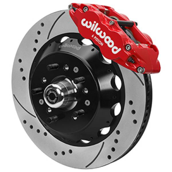 Wilwood - Wilwood Forged 6 Piston Red Superlite Caliper, SRP 72 Vane Vented Spec37 Drilled & Slotted Rotor - 1 - 140-17089-DR
