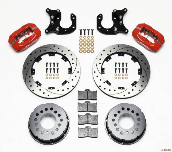Wilwood - Wilwood Forged Dynalite P/S Rear Kit Drilled Red Big Ford 2.36in Offset - 140-2115-DR