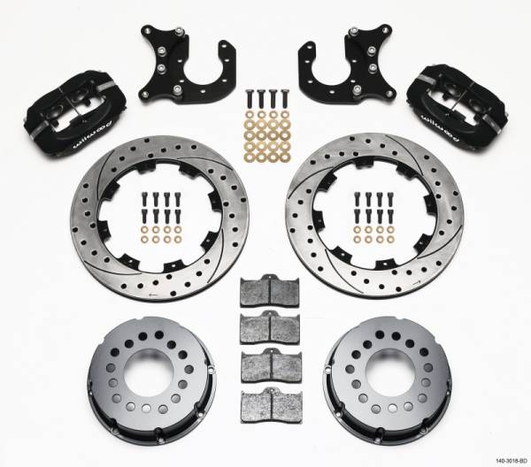 Wilwood - Wilwood Forged Dynalite P/S Rear Kit Drilled Rotor Ford 8.8 w/2.5in Offset-5 Lug - 140-3018-BD