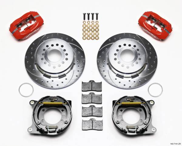Wilwood - Wilwood Forged Dynalite P/S P-B Kit Drill-Zinc Red Chevy 12 Bolt w/ C-Clips - 140-7141-ZR