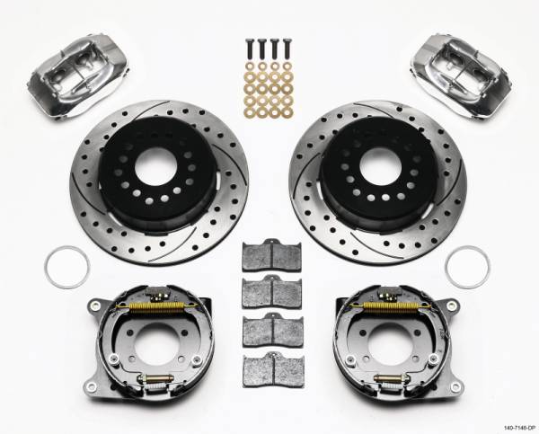 Wilwood - Wilwood Forged Dynalite P/S P-B Kit Drilled Polished Ford 8.8 w/2.5in Offset-5 Lug - 140-7146-DP