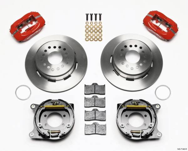 Wilwood - Wilwood Forged Dynalite P/S Park Brake Kit Red Ford 8.8 w/2.5in Offset-5 Lug - 140-7146-R
