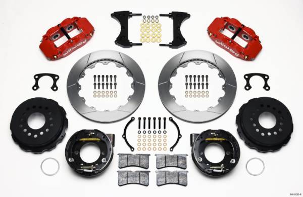 Wilwood - Wilwood Narrow Superlite 4R Rear P-Brk Kit 12.88in Red Small Ford 2.50in Offset - 140-9220-R