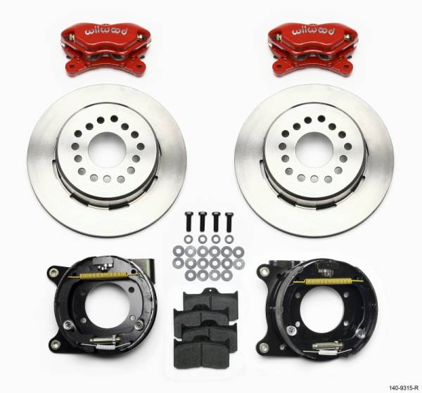 Wilwood - Wilwood Forged Dynalite P/S Park Brake Kit Red 12 Bolt 2.75in offset Staggered Shock - 140-9315-R