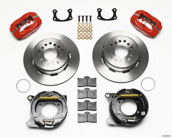 Wilwood - Wilwood Forged Dynalite P/S Park Brake Kit Red New Big Ford 2.50in offset Staggrd Shock - 140-9560-R