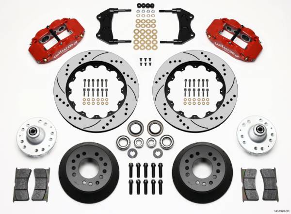 Wilwood - Wilwood Narrow Superlite 6R Front Hub Kit 14.00in Drill Red WWE ProSpindle - 140-9920-DR