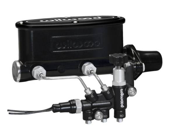 Wilwood - Wilwood HV Tandem M/C Kit w L/H Bracket & Prop Valve - 1 1/8in Bore Black - 261-13270-BK