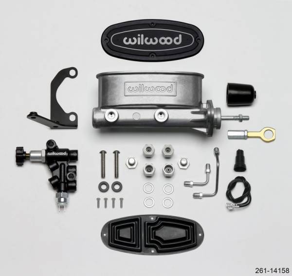 Wilwood - Wilwood HV Tandem M/C Kit w L/H Bracket & Prop Valve - 15/16in Bore-W/Pushrod - Early Mustang - 261-14158