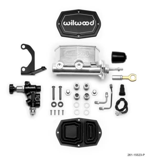 Wilwood - Wilwood Compact Tandem M/C - 15/16in Bore w/Bracket and Valve fits Mustang (Pushrod) Ball Burnished - 261-15523-P