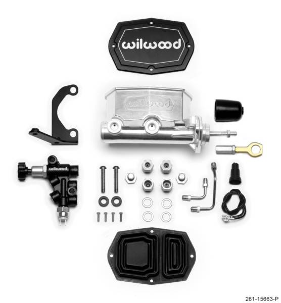 Wilwood - Wilwood Compact Tandem M/C - 7/8in Bore w/RH Bracket and Valve (Mustang Pushrod) - Ball Burnished - 261-15663-P