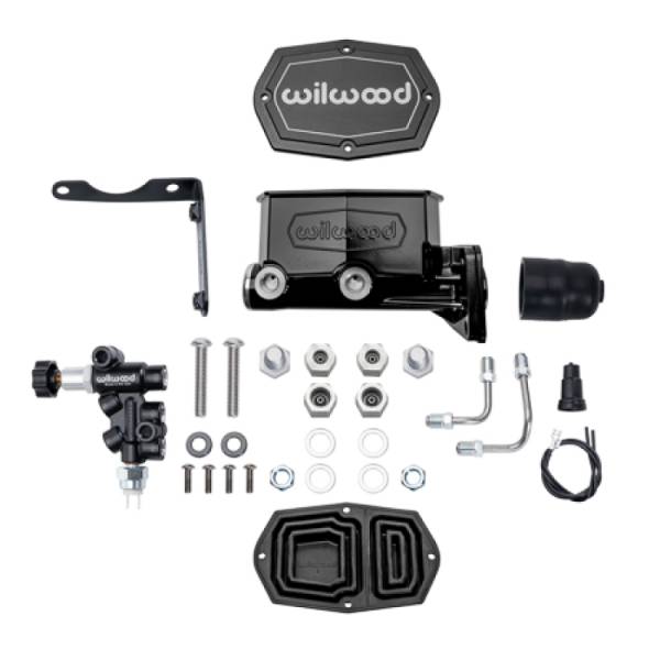 Wilwood - Wilwood Compact Tandem Master Cylinder w/ Combination Valve 1-1/8in Bore - Black - 261-16798-BK