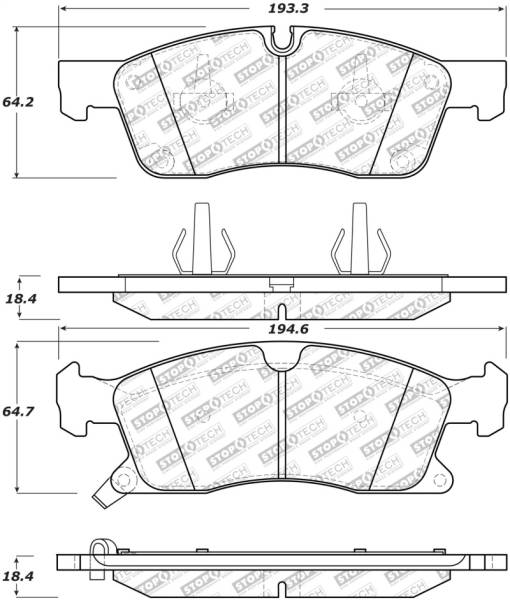 Stoptech - StopTech 11-20 Jeep Grand Cherokee Street Select Front Brake Pads - 305.14550