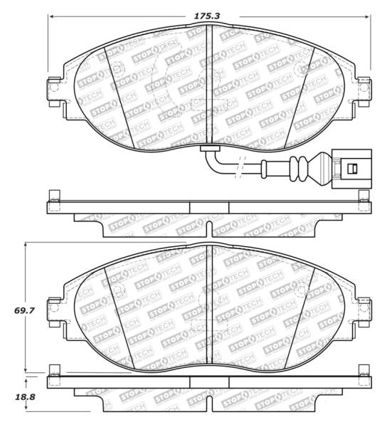 Stoptech - StopTech 14-18 Audi S3 Street Select Front Brake Pads - 305.16330
